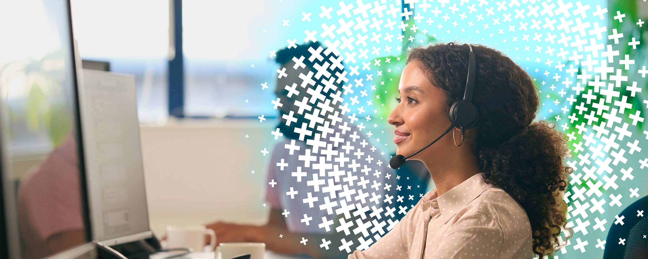 Woman working in a call center.