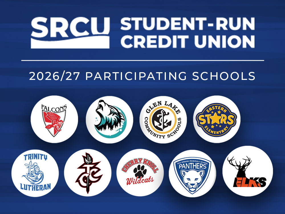 750-SRCU_Participating_Schools Graphic listing 2026–27 participating schools in the SRCU Student-Run Credit Union program.